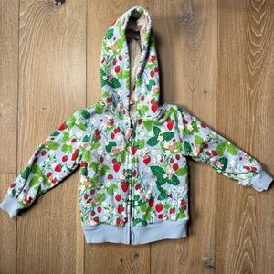 Mini Boden | Kids' Strawberry Print Fleece Lined Zip-Up Hoodie | | 4-5 YRS